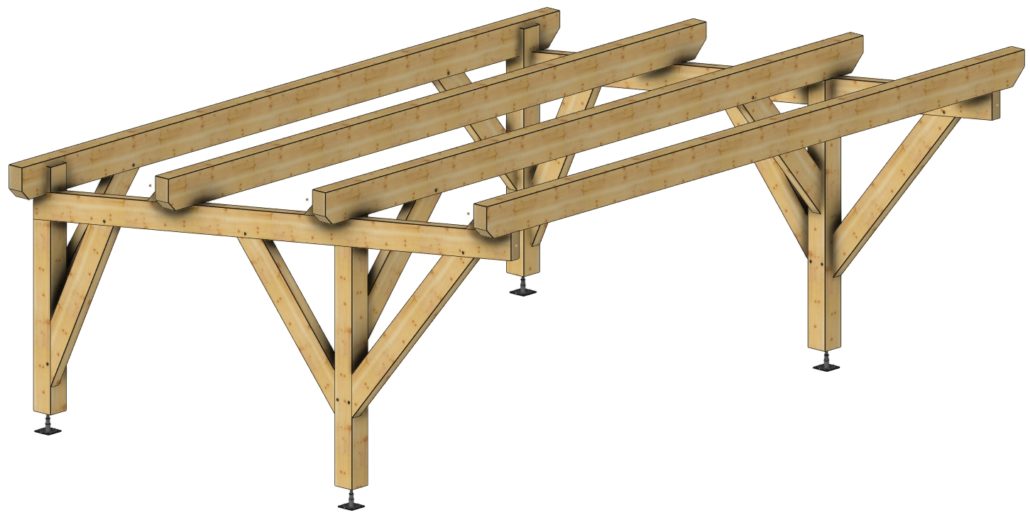 ABRI MONOPENTE - 4M50 en Porte à faux - DOUBLE
